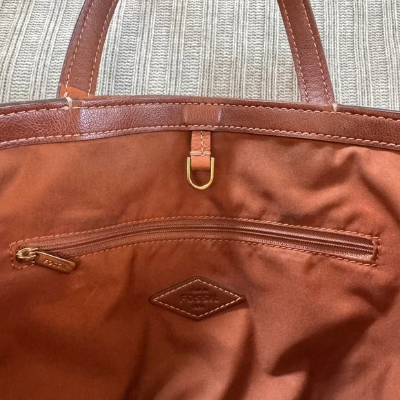 Fossil Rich Brown Leather Tote - Picture 5 of 11